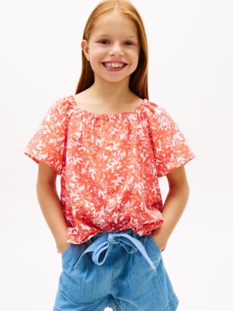 Детские топы Tommy Hilfiger Kids' Tropical Print Puff-Sleeve Top