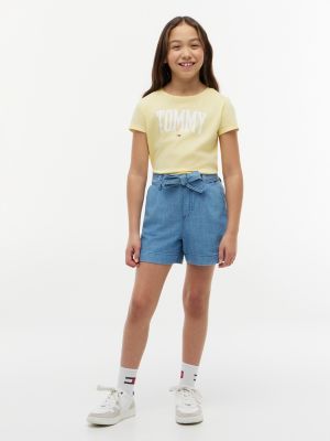 Kids' Belted Stretch Pull-On Short, Light Chambray