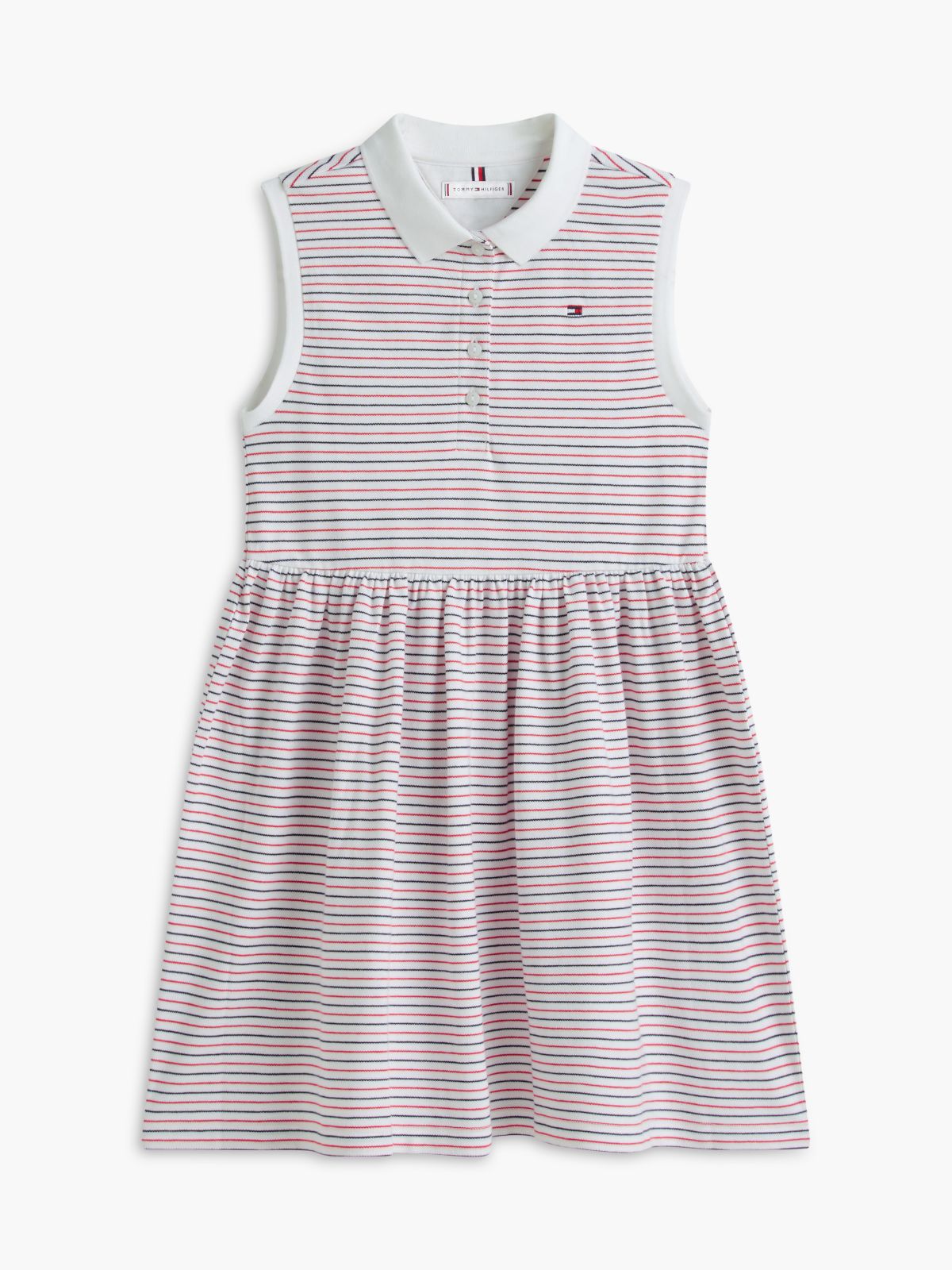 Kids' Striped Sleeveless Polo Dress — Optic White