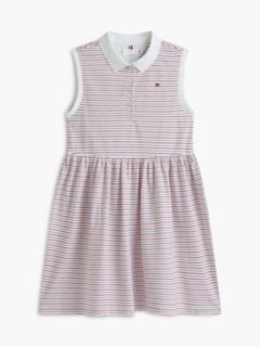 Kids' Striped Sleeveless Polo Dress — Optic White 5