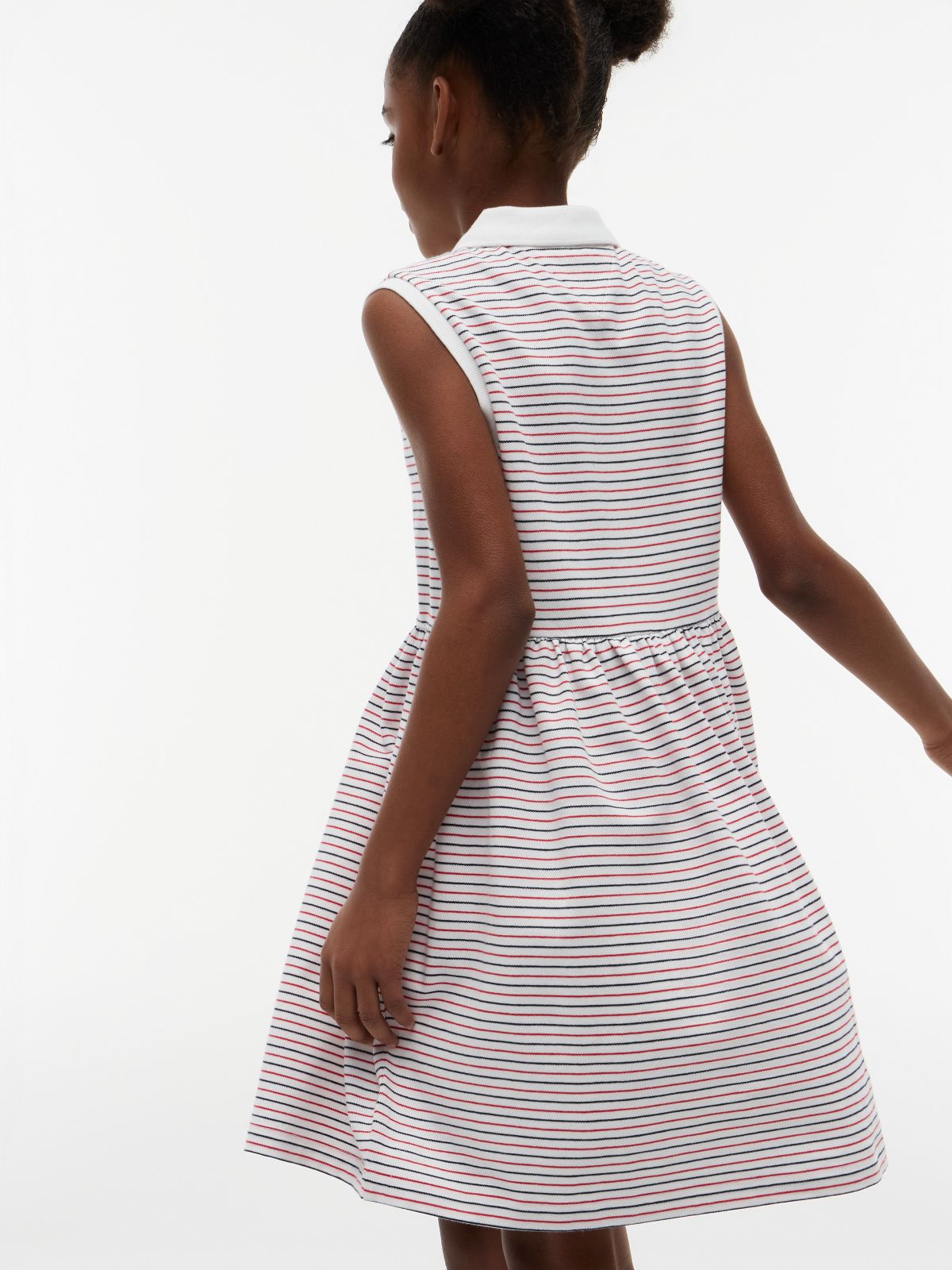 Kids' Striped Sleeveless Polo Dress — Optic White