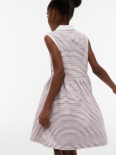 Kids' Striped Sleeveless Polo Dress — Optic White 3