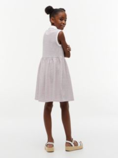 Kids' Striped Sleeveless Polo Dress — Optic White 4
