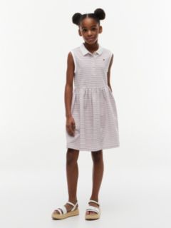 Kids' Striped Sleeveless Polo Dress — Optic White 1