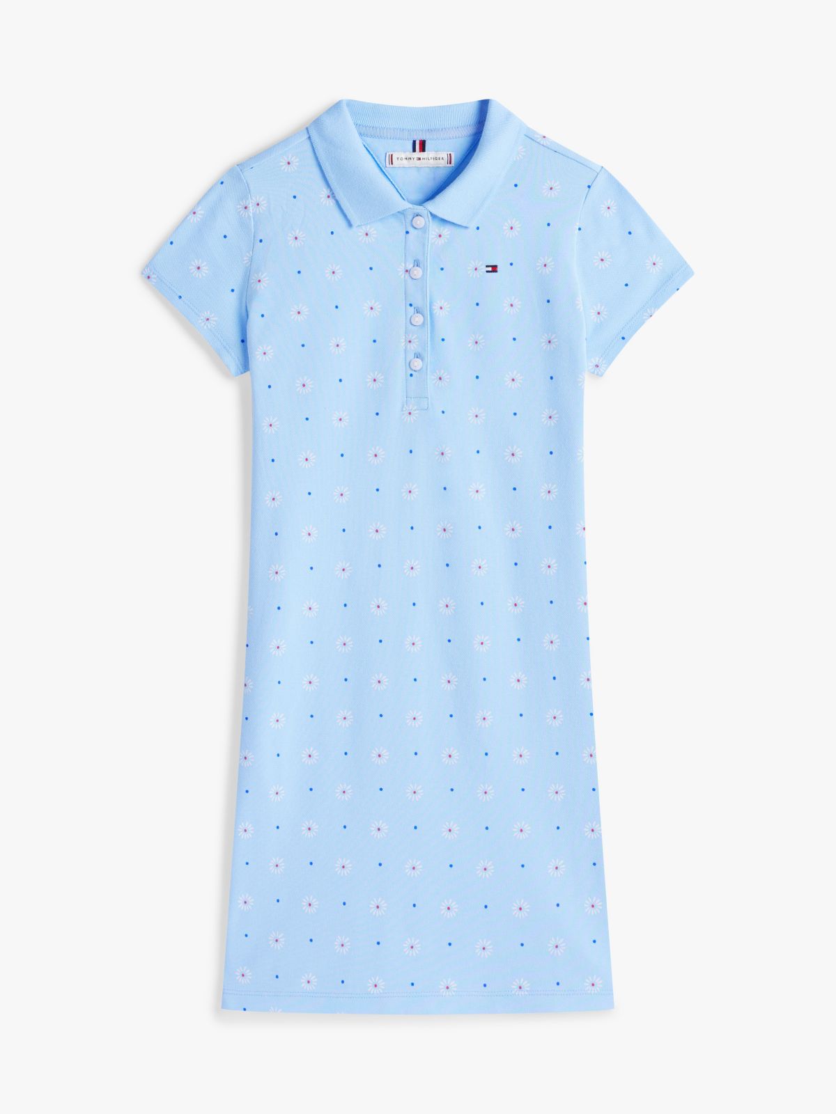 Kids' Allover Floral Print Polo Dress — Vessel Blue