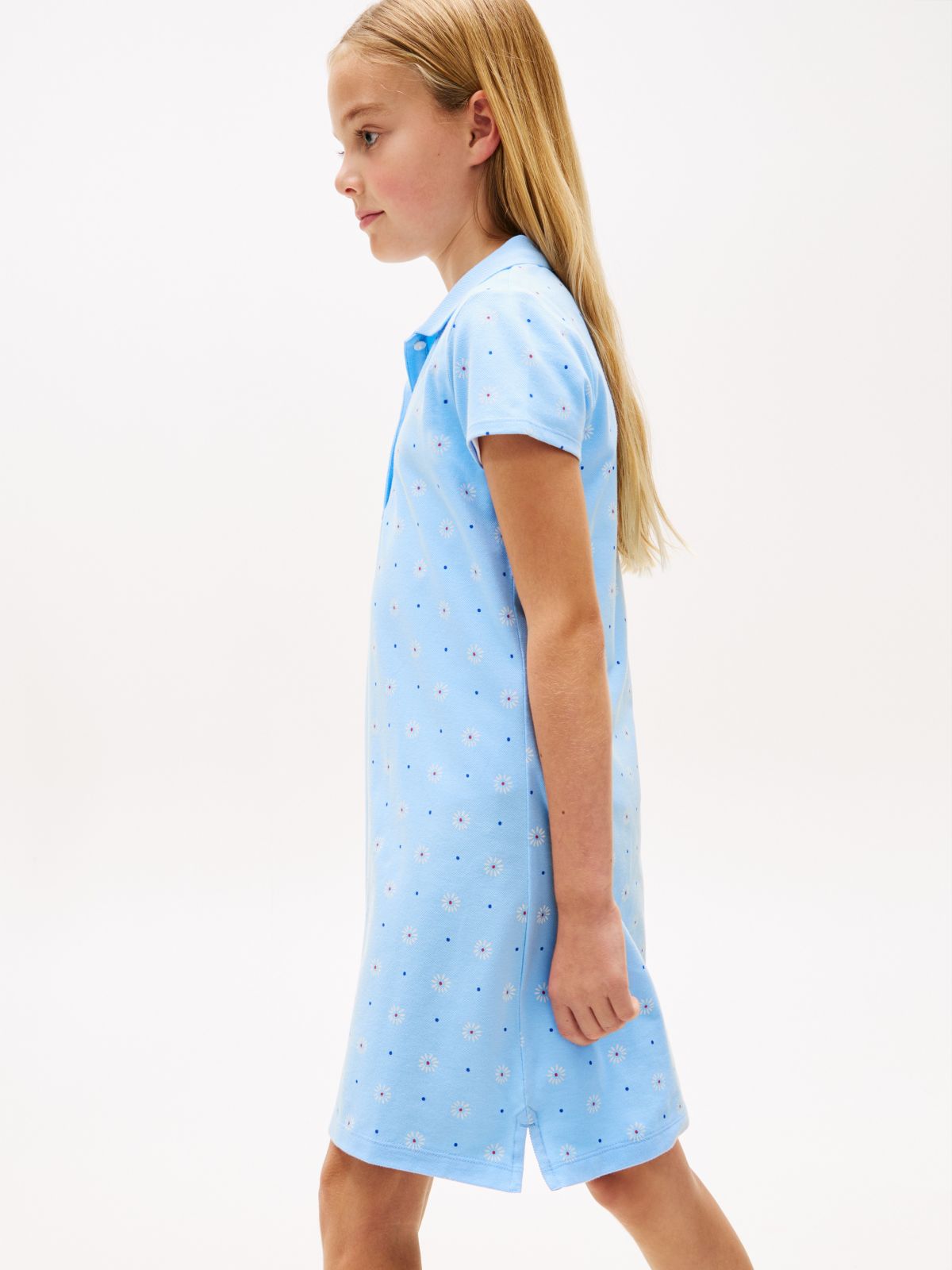Kids' Allover Floral Print Polo Dress — Vessel Blue