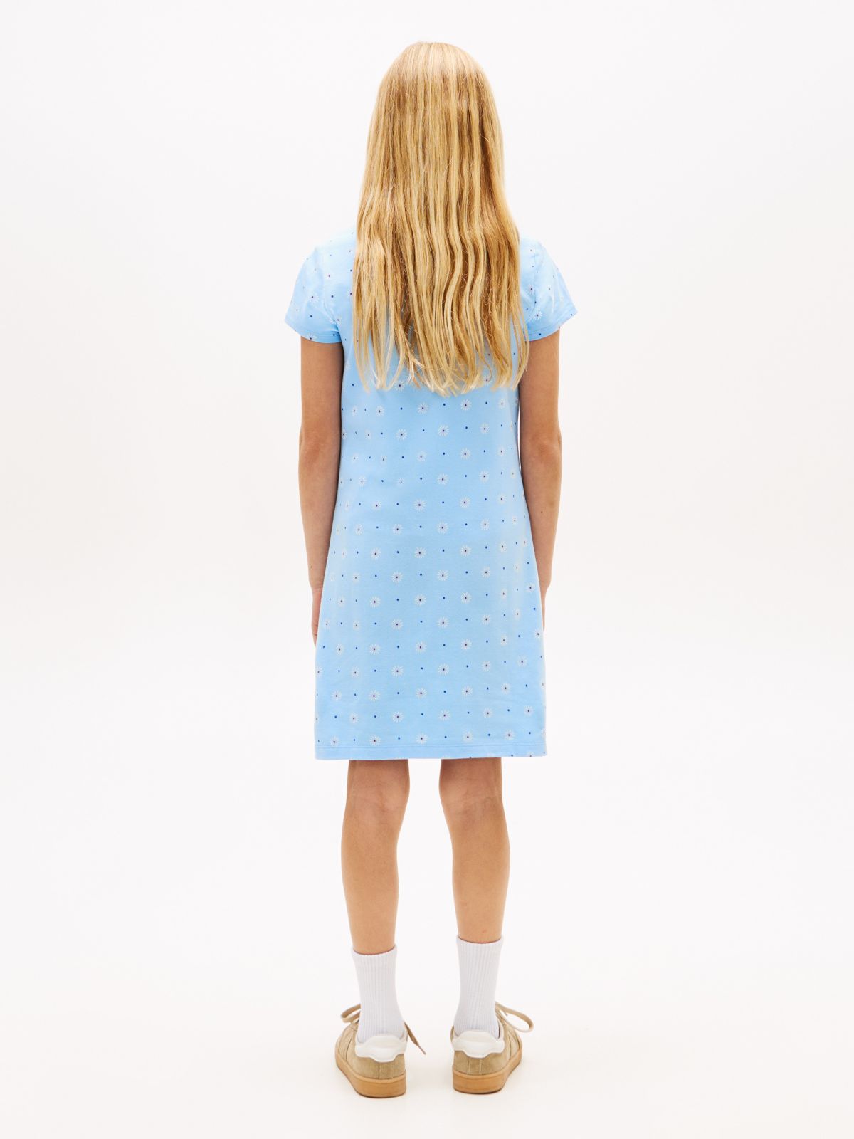 Kids' Allover Floral Print Polo Dress — Vessel Blue