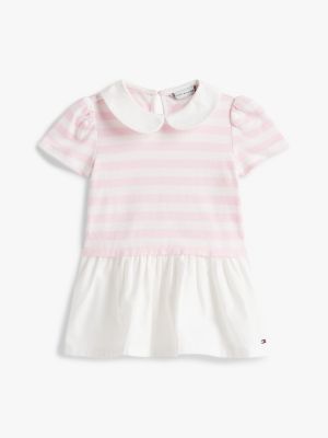 Babies' Stripe Mixed Media Dress, Ballerina