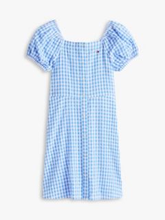 Kids' Gingham Puff-Sleeve Dress — Blue Spell 5