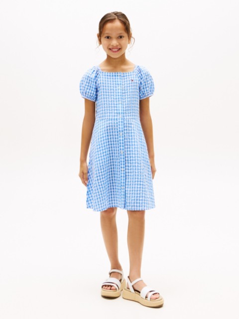 Tommy Hilfiger Kids' Gingham Puff-Sleeve Dress