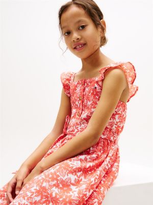 Tommy Hilfiger Kids' Floral Print Ruffle-Strap Dress — фото 3