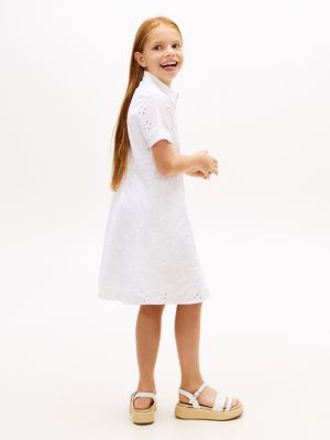 Tommy Hilfiger Kids' Embroidered Eyelet Shirtdress — фото 4