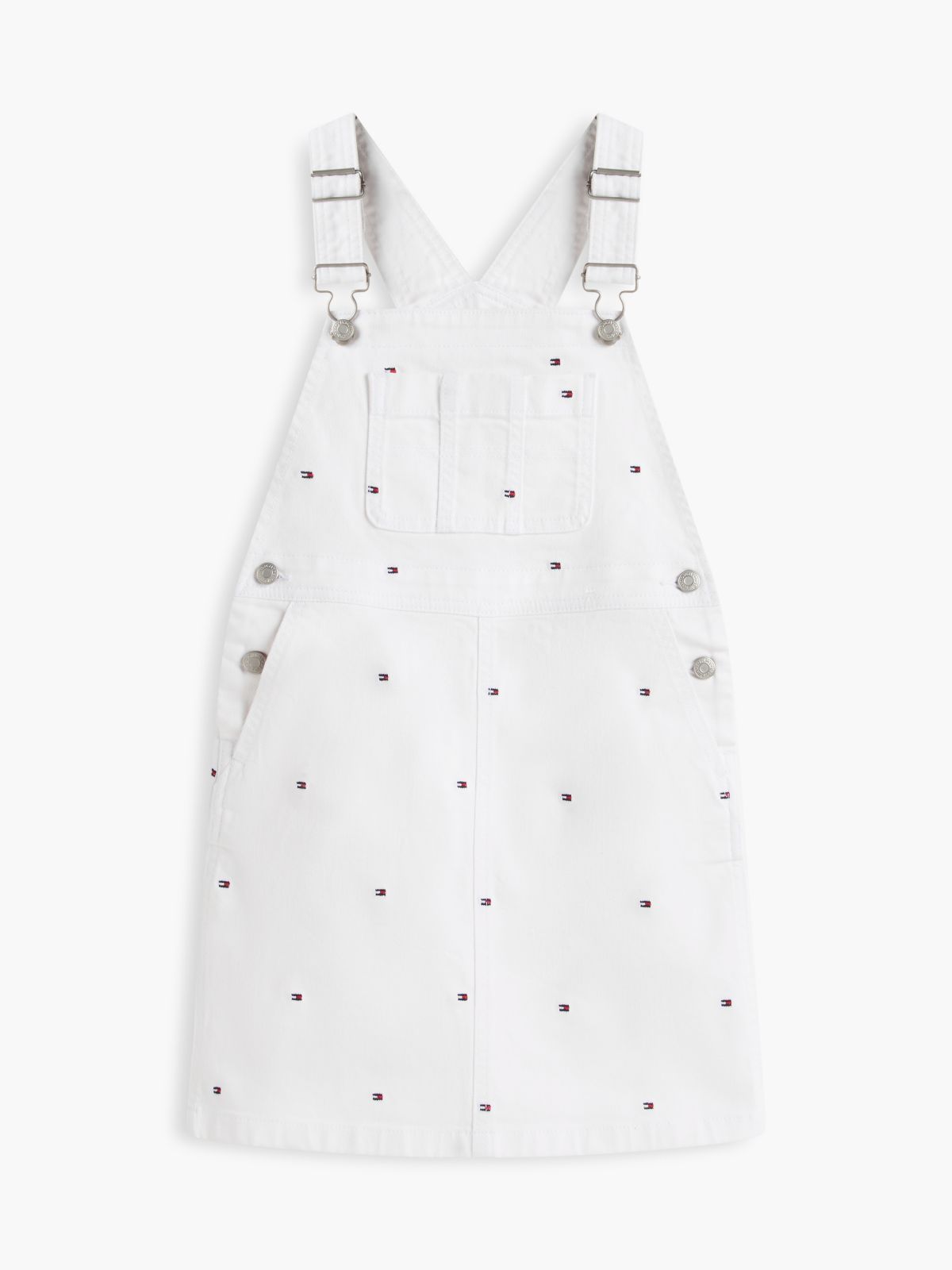 Kids' Allover Flag Denim Overall Dress — White