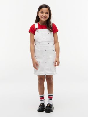 Kids' Allover Flag Denim Overall Dress, White