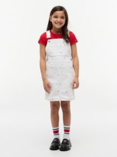 Kids' Allover Flag Denim Overall Dress — White 1