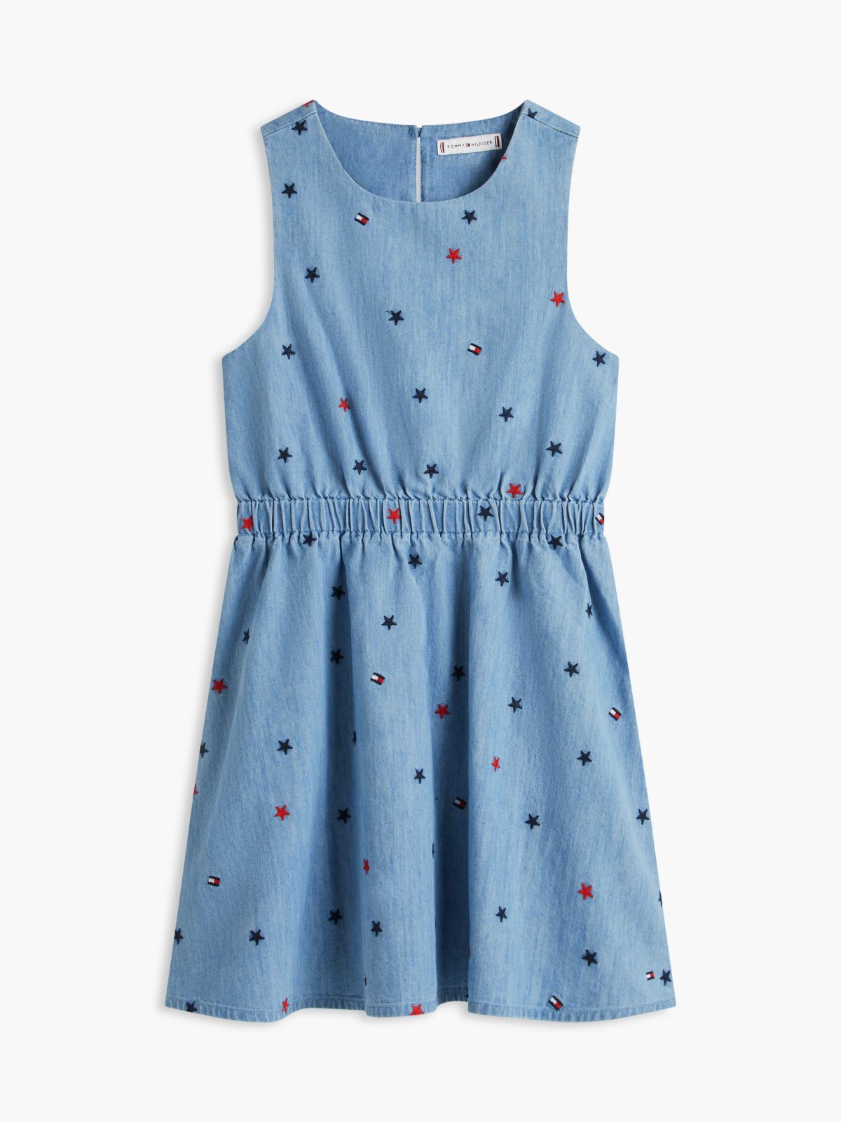 Kids' Allover Star Chambray Dress — Light Wash