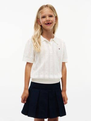 Kids' Pointelle Polo, Ivory silk