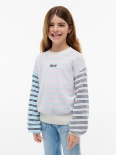 Kids' Striped Balloon-Sleeve Sweater — Ivory Silk 1