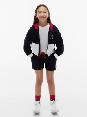 Kids' Star & Stripe Monogram Track Short, Navy Blue