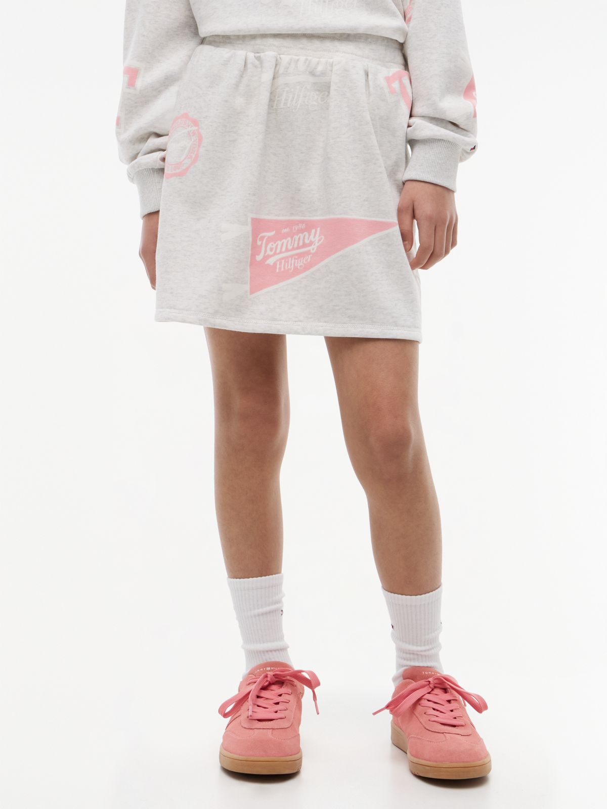 Kids' Allover Varsity Logo Sweatskirt — Grey Heather
