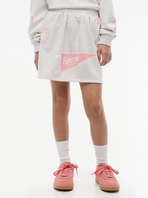Kids' Allover Varsity Logo Sweatskirt, Grey Heather