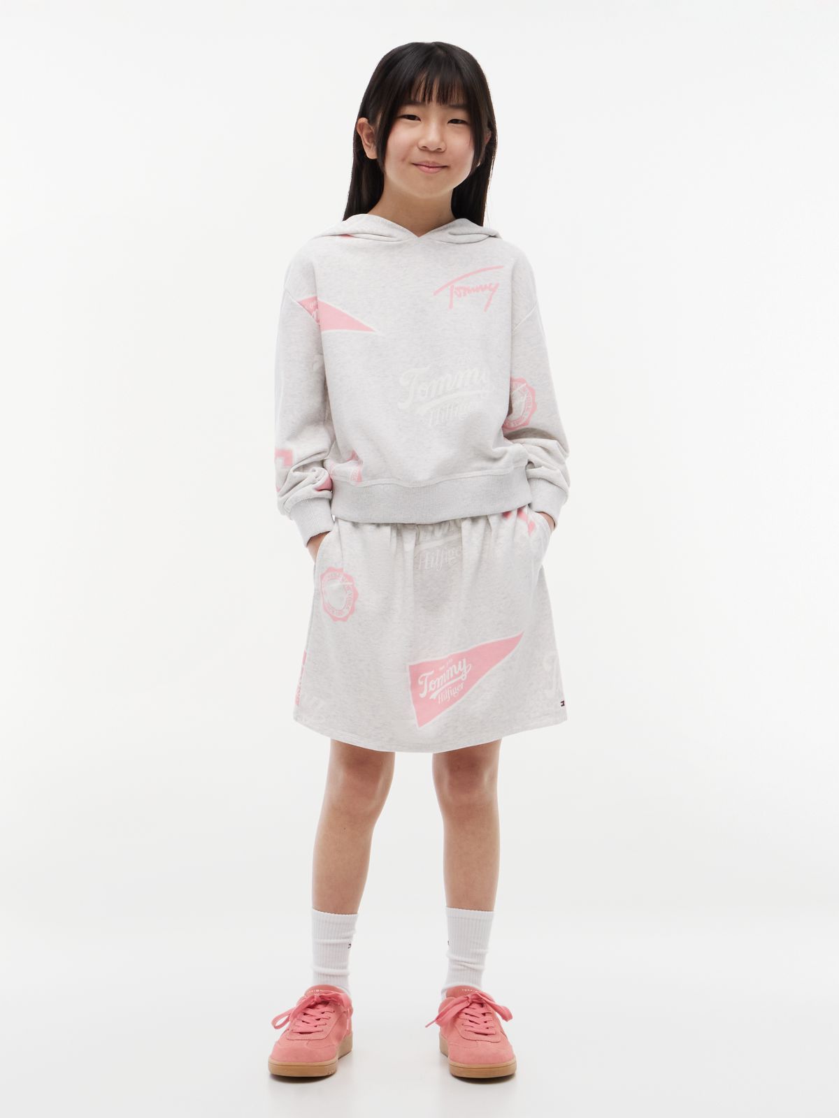 Kids' Allover Varsity Logo Sweatskirt — Grey Heather