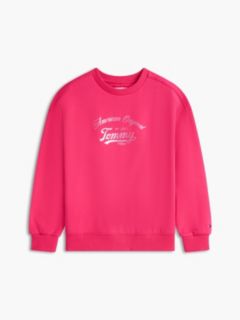 Kids' Foil Script Tommy Logo Sweatshirt — Jewel Pink 5