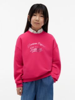 Kids' Foil Script Tommy Logo Sweatshirt — Jewel Pink 1