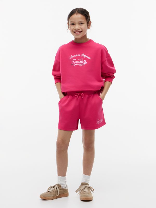 Kids' Foil Script Logo Sweatshort — Jewel Pink