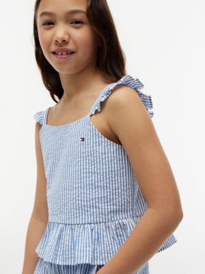 Детские топы Tommy Hilfiger Kids' Stripe Seersucker Flutter Top — фото 3