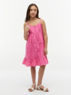 Kids' Embroidered Eyelet Dress — Radiant Pink 1