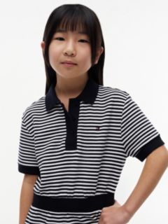 Kids' Stripe Polo Dress — Navy Blue 2