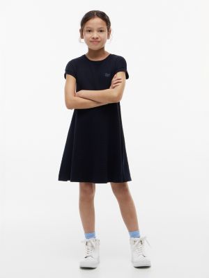 Kids' Skater Interlock Dress, Navy Blue