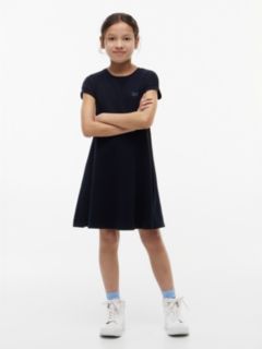 Kids' Skater Interlock Dress — Navy Blue 1