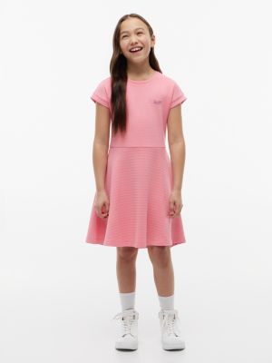 Kids' Skater Interlock Dress, Rosey Pink