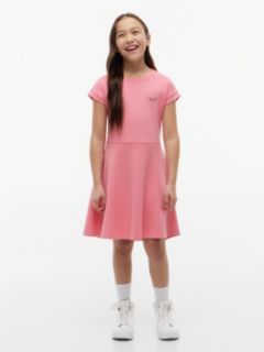 Kids' Skater Interlock Dress — Rosey Pink 1