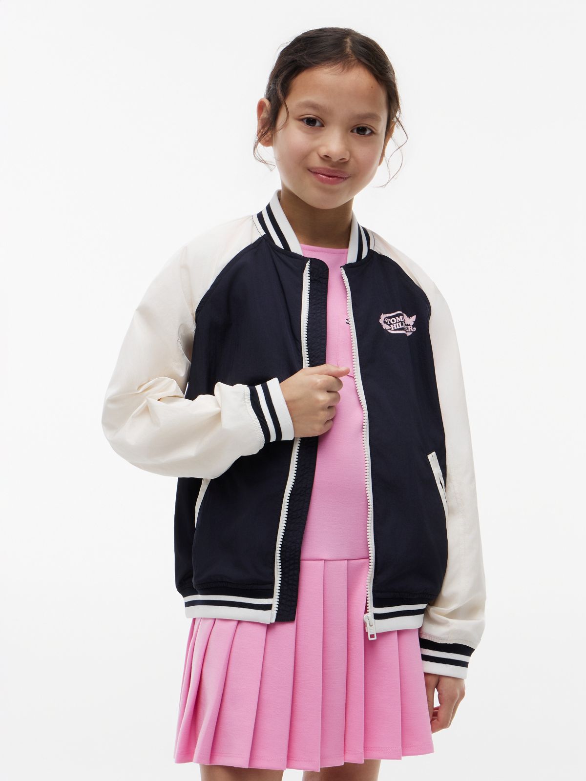 Kids' Butterfly Logo Bomber — Navy Blue