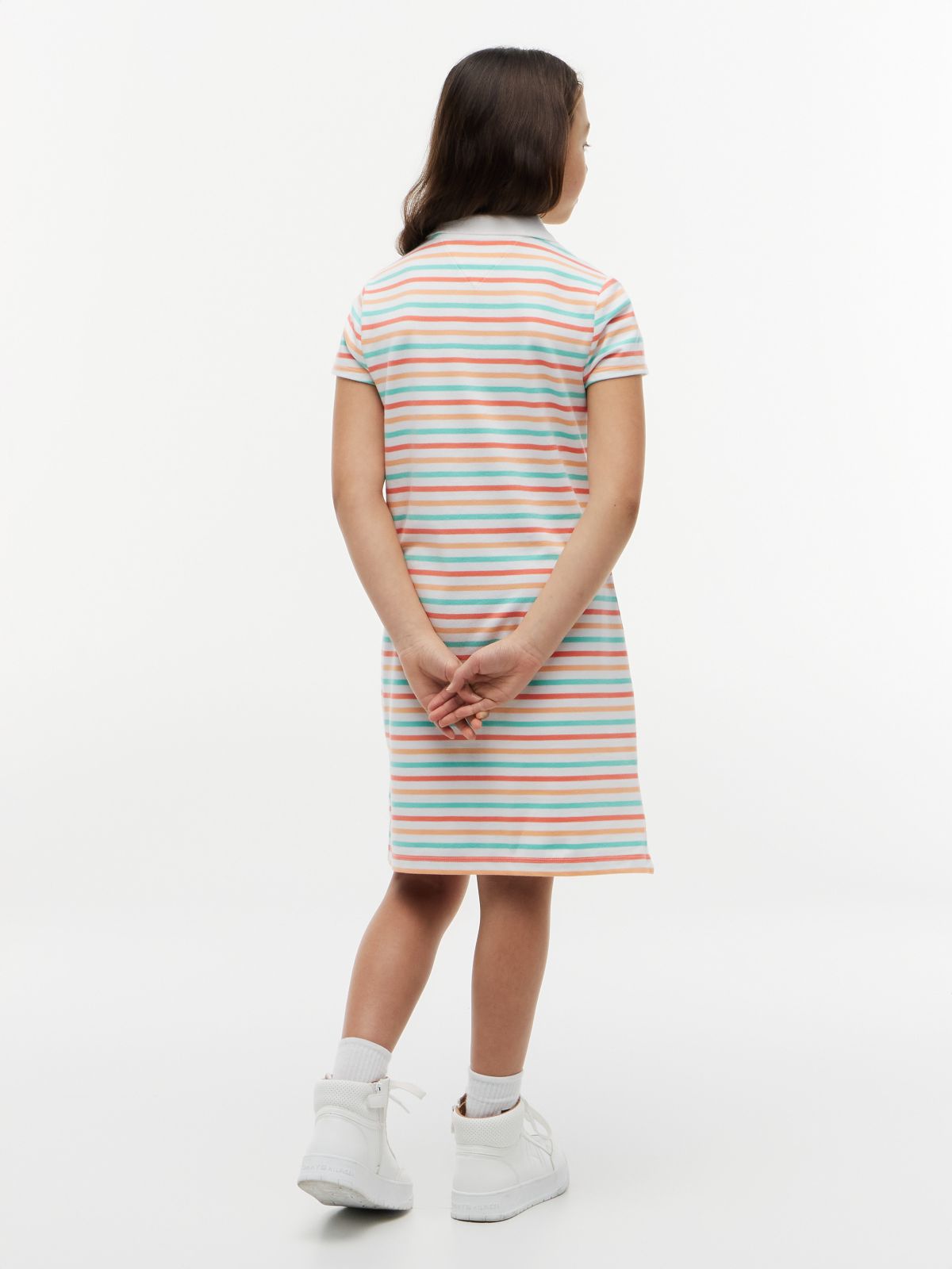 Kids' Multistripe Polo Dress — Optic White
