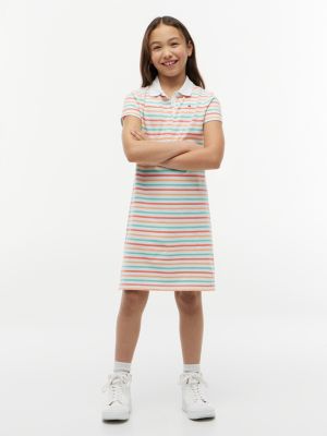 Kids' Multistripe Polo Dress, Optic White