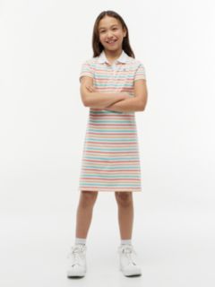 Kids' Multistripe Polo Dress — Optic White 1
