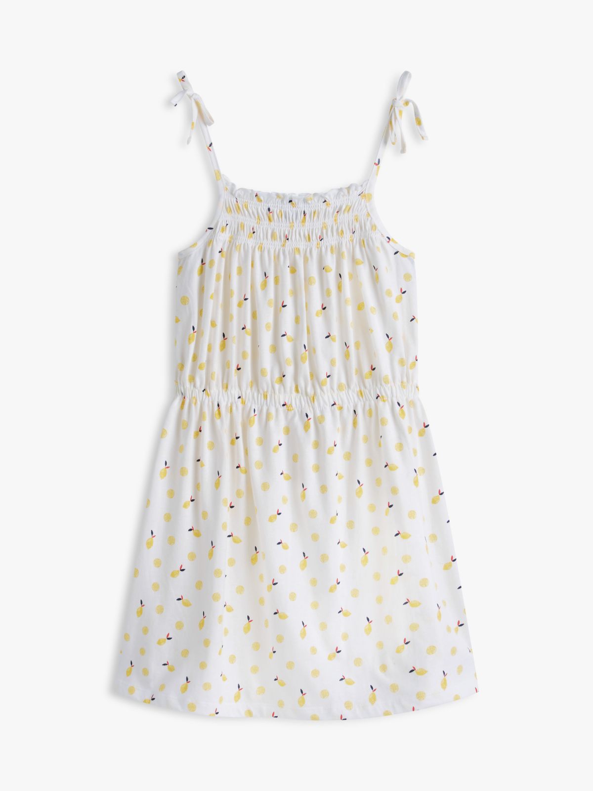 Kids' Lemon Print Smocked Sundress — Optic White