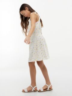 Kids' Lemon Print Smocked Sundress — Optic White 3