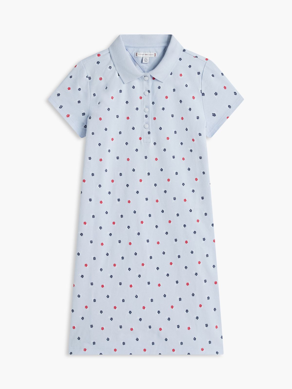 Kids' Allover Floral Print Polo Dress — Sweet Blue