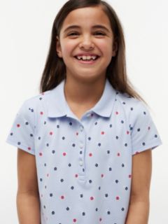 Kids' Allover Floral Print Polo Dress — Sweet Blue 3
