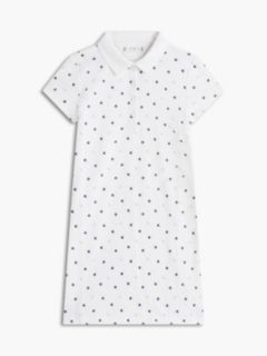 Kids' Allover Floral Print Polo Dress — Optic White 5