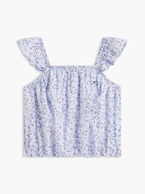 Детские топы Tommy Hilfiger Kids' Floral Print Flutter-Trim Top — фото 5