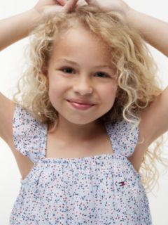 Kids' Floral Print Flutter-Trim Top — Sweet Blue 3
