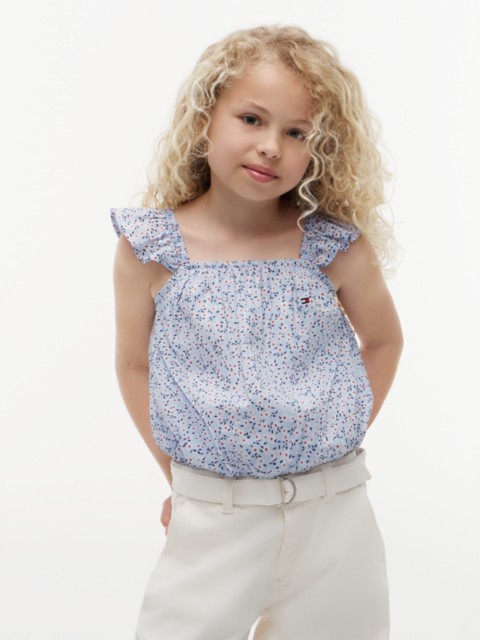 Детские топы Tommy Hilfiger Kids' Floral Print Flutter-Trim Top