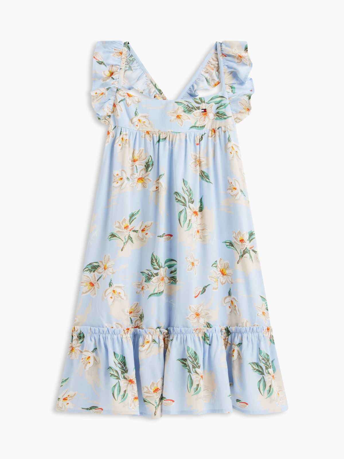 Kids' Floral Print Ruffle Dress — Sweet Blue