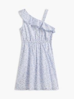 Kids' Floral Print Ruffle-Trim Dress — Sweet Blue 6